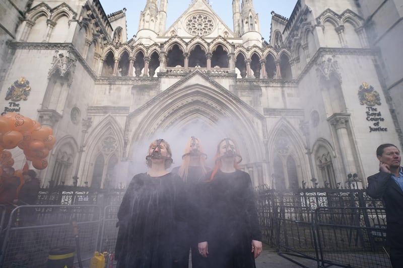 Campaigners outside the Royal Courts of Justice on Wednesday