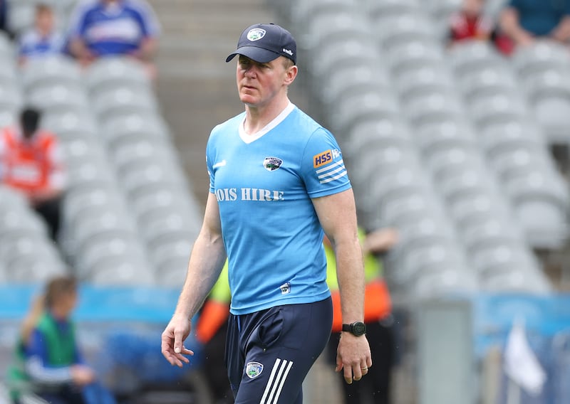 Laois manager  Justin McNulty during Saturday’s Tailteann Cup Final at Croke Park in Dublin.
PICTURE COLM LENAGHAN