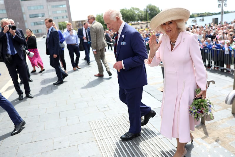 Charles and Camilla during their visit to Cardiff
