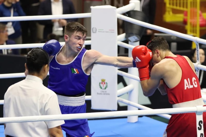 Newtownstewart's Jude Gallagher overcame Algeria's Hichem Maouche on Monday to move into the last 32 at the World Olympic qualifier. Picture courtesy of Tara Robins Mari