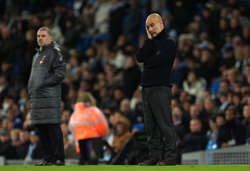 Pep Guardiola shows his frustration