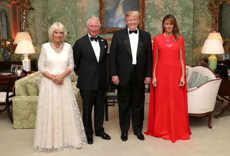 Charles and Camilla with then-US President Donald Trump and his wife Melania for the Return Dinner as part of his state visit to the UK