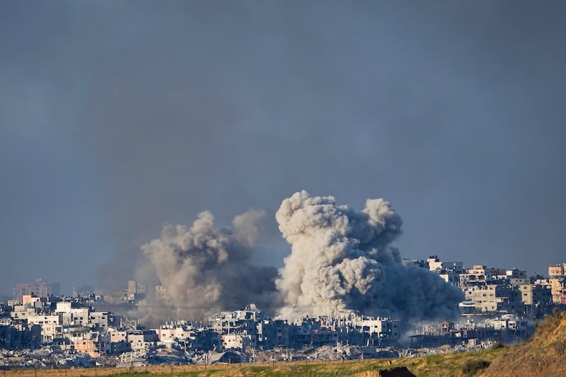 Smoke rises following an Israeli bombardment in the Gaza Strip (AP Photo/Ariel Schalit)