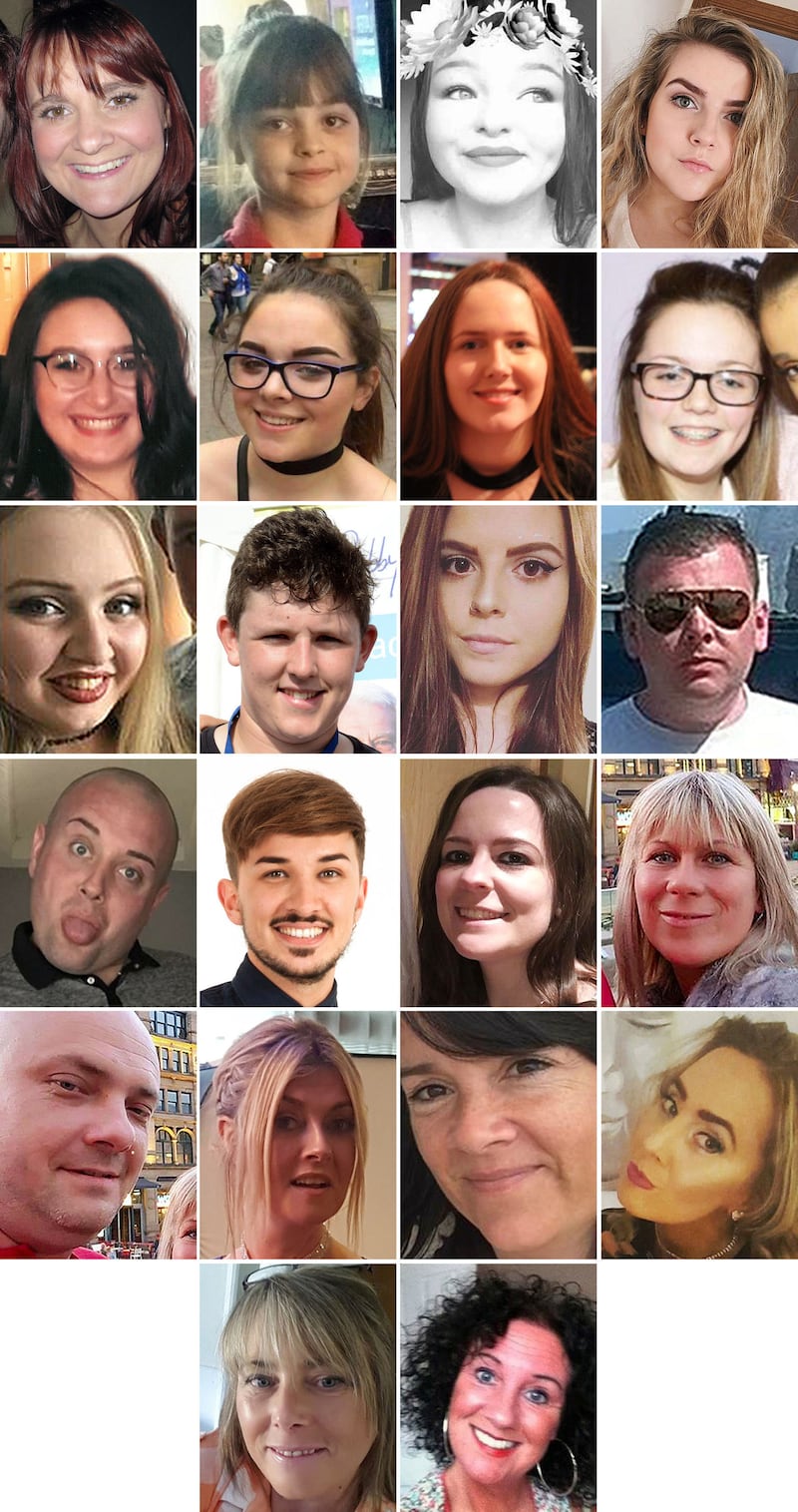 The 22 people who were killed in Salman Abedi’s suicide bomb attack at the Manchester Arena in May 2017