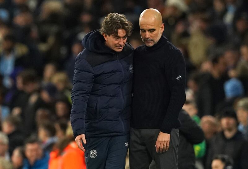 Thomas Frank, left, and his side frustrated Guardiola and City once again