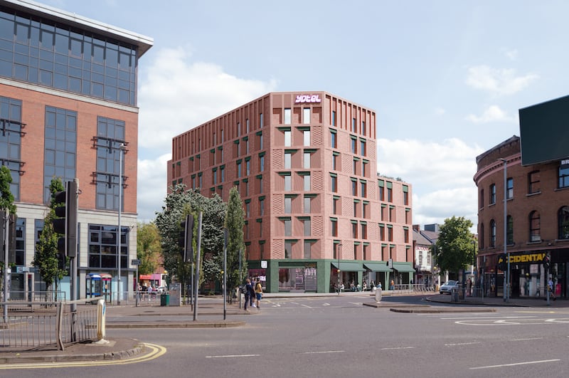 Artist’s impression of the proposed YOTEL hotel, viewed from Shaftesbury Square.