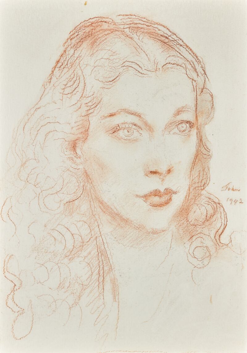 Red chalk portrait of Vivien Leigh from 1942 (Sotheby's)