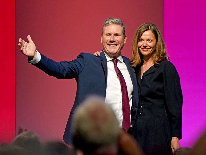 Sir Keir Starmer with his wife, Victoria, following his 2021 Labour Party conference speech in Brighton