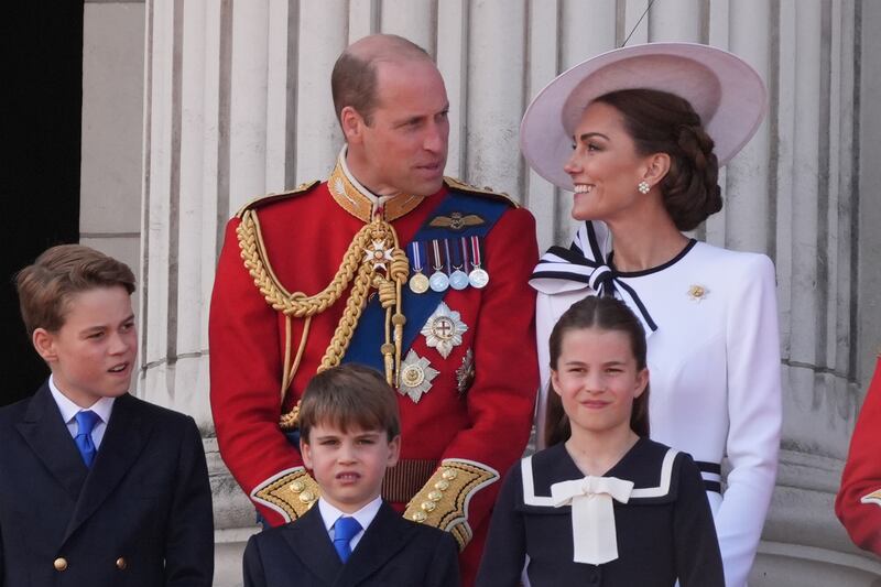 The Waleses during their balcony appearance after Trooping the Colour in June