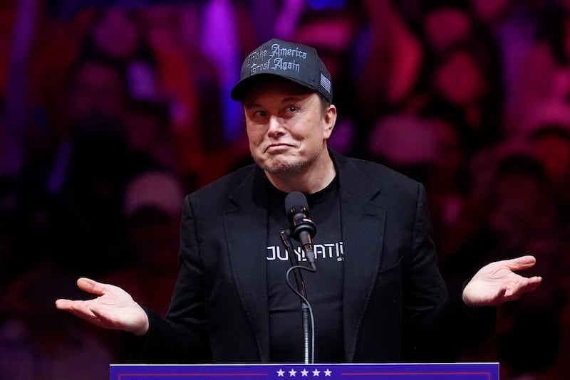 Elon Musk speaking at Donald Trump’s campaign rally at Madison Square Garden on Sunday (Evan Vucci/AP)