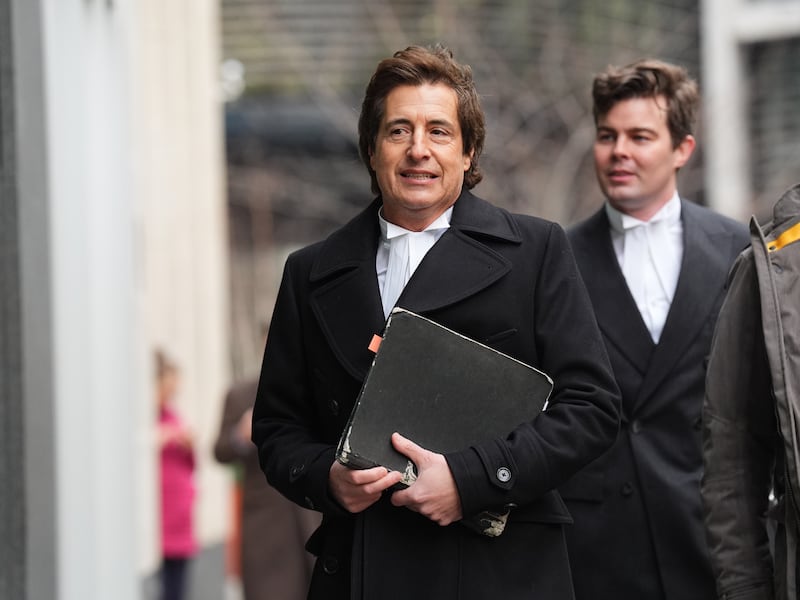 The Duke of Sussex’s barrister David Sherborne, left, arrives at court on Tuesday