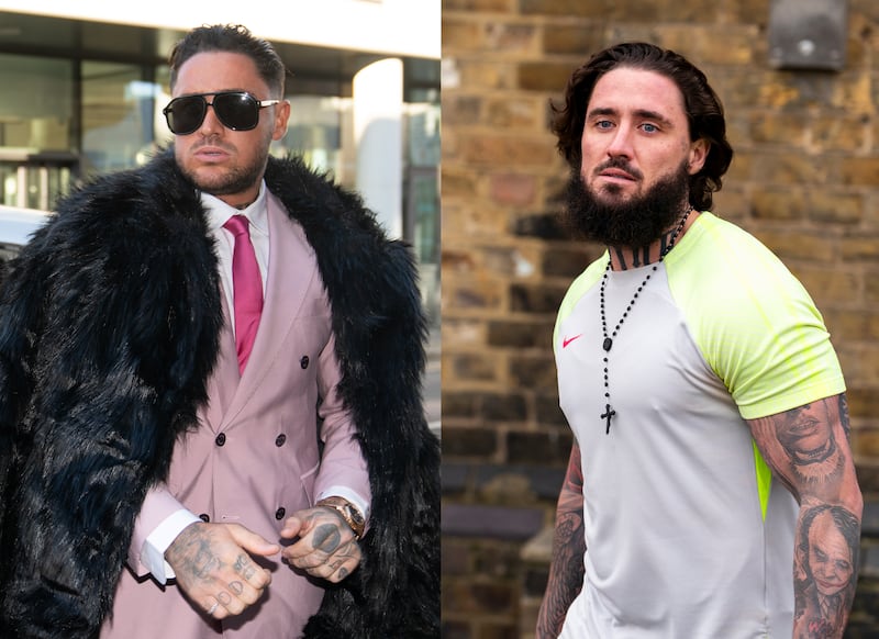 Reality TV star Stephen Bear outside Chelmsford Crown Court in December 2022, and after being released from HMP Brixton in south London on January 17 2024