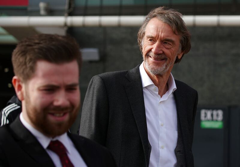 Sir Jim Ratcliffe, right, at Old Trafford 