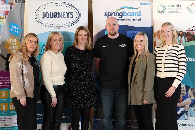 Meegan (Creggan Enterprises), Cathy O’Kane (Roe Valley Residents Association), Sonja McQuaid (CMETB), Conor Hamilton, Steph O’Rourke (Springboard), Maureen McIntyre (CMETB)