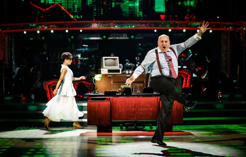 Wynne Evans and Katya Jones during the dress rehearsal for Saturday’s Strictly Come Dancing show