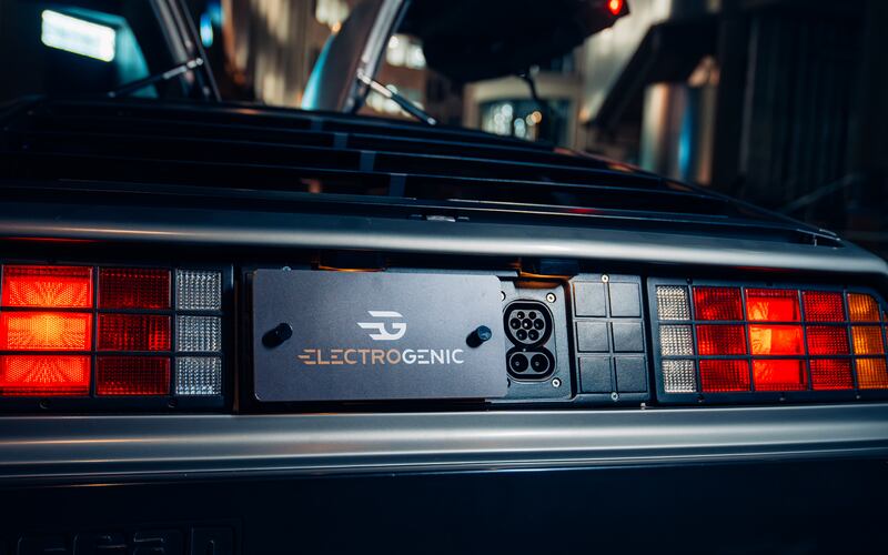 Electrogenic's DeLorean package is powered by 43kWh-rated battery packs fitted in place of the car’s original fuel tank at the front and above the motor in the rear