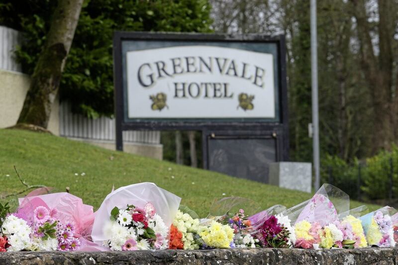 Floral tributes at the Greenvale Hotel