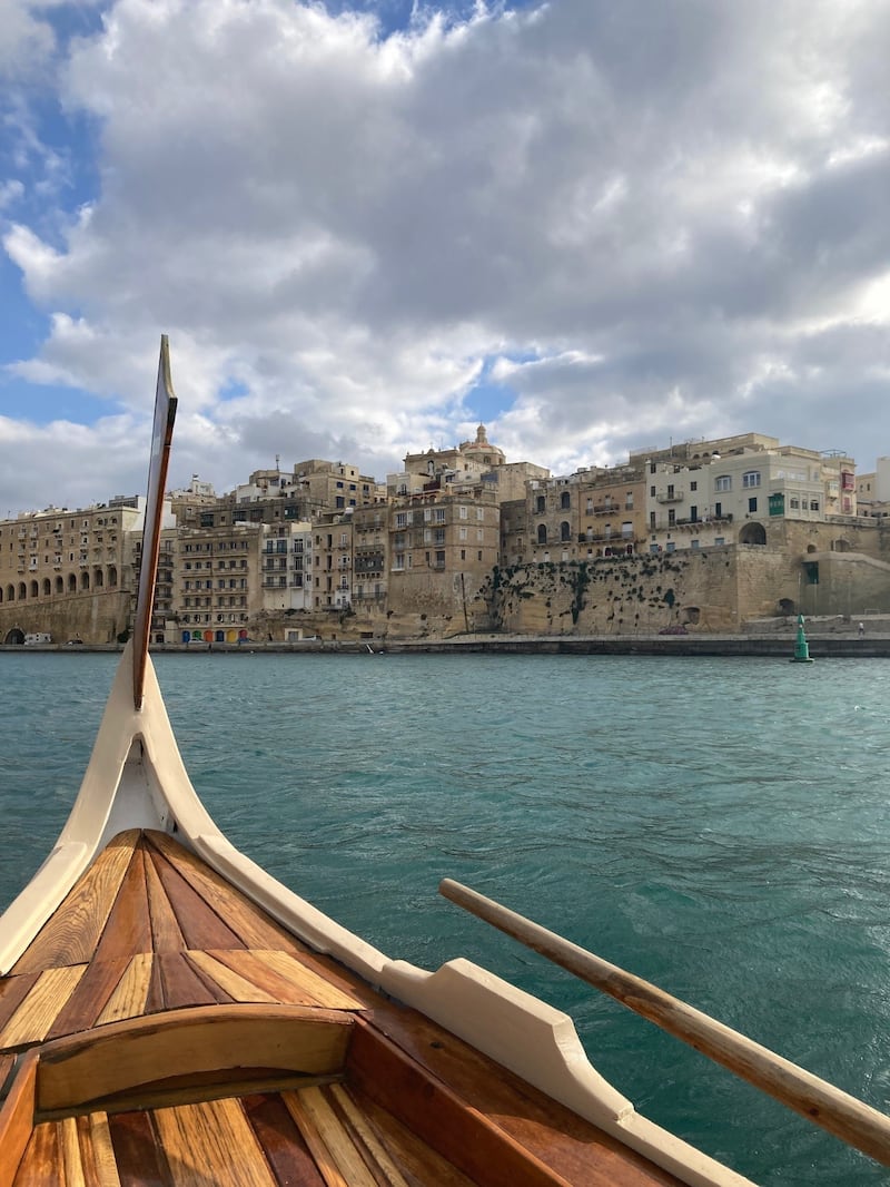 The view from the dghajsa wooden water taxi from Valletta to the Three Cities