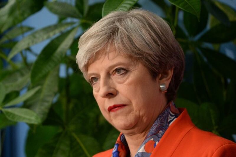 Prime Minister Theresa May speaks at the Magnet Leisure Centre in Maidenhead, after she held her seat.