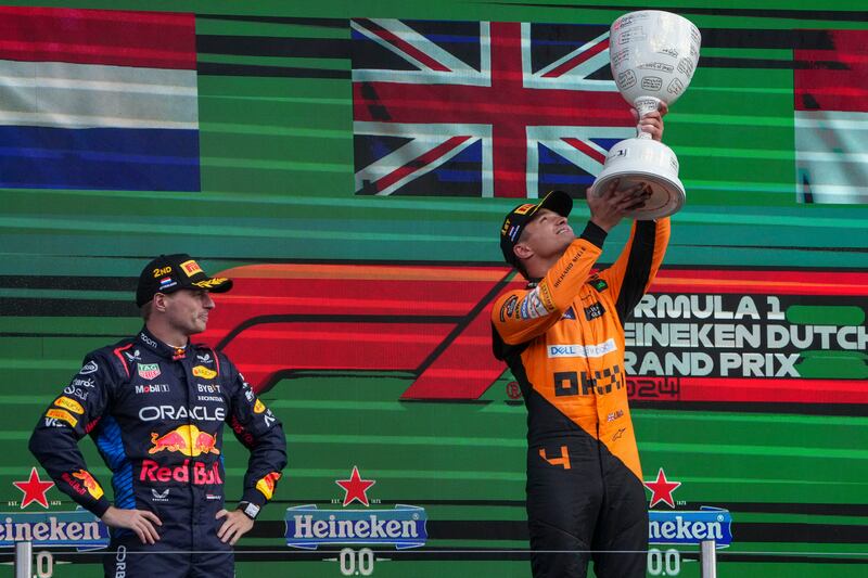 Verstappen (left) has seen his title lead cut by Norris (Peter Dejong/AP)