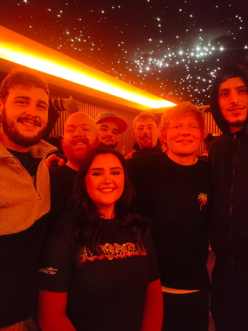 Homegrown members pictured with Ed Sheeran