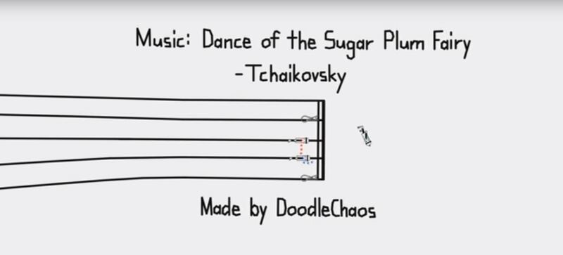 A screen grab from DoodleChaos's Dance of the Sugar Plum Fairy video