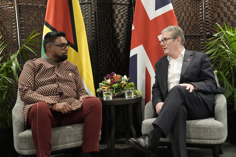 Prime Minister Sir Keir Starmer during a bilateral meeting with the President of Guyana Mohamed Irfaan Ali