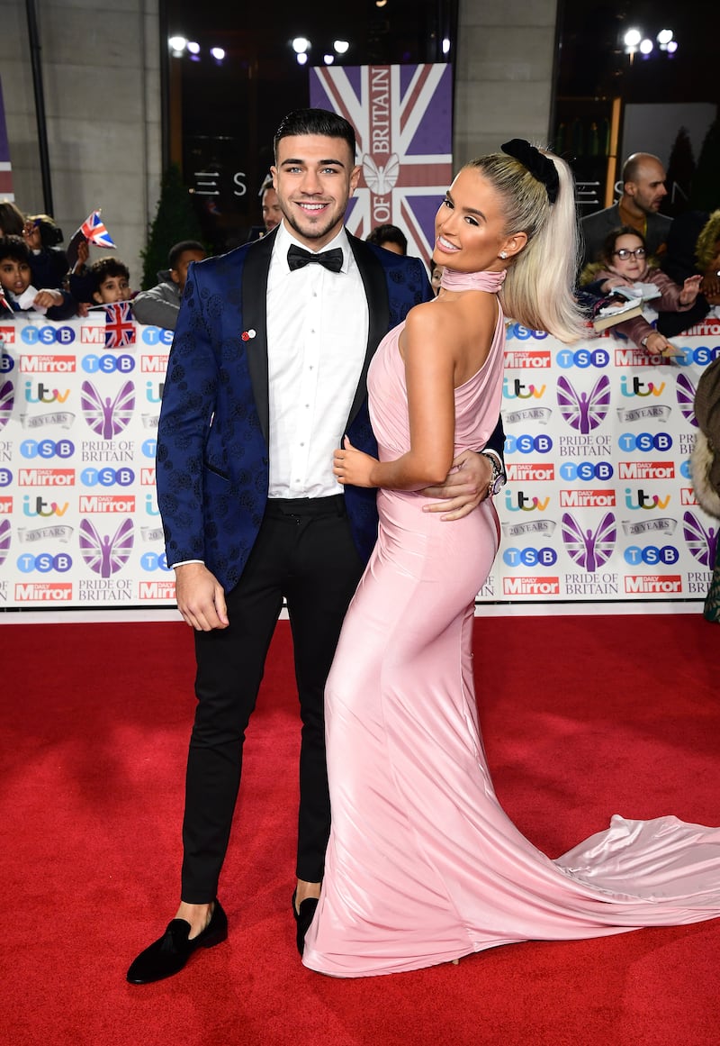 Tommy Fury and Molly-Mae Hague arriving for the Pride of Britain Awards 2019