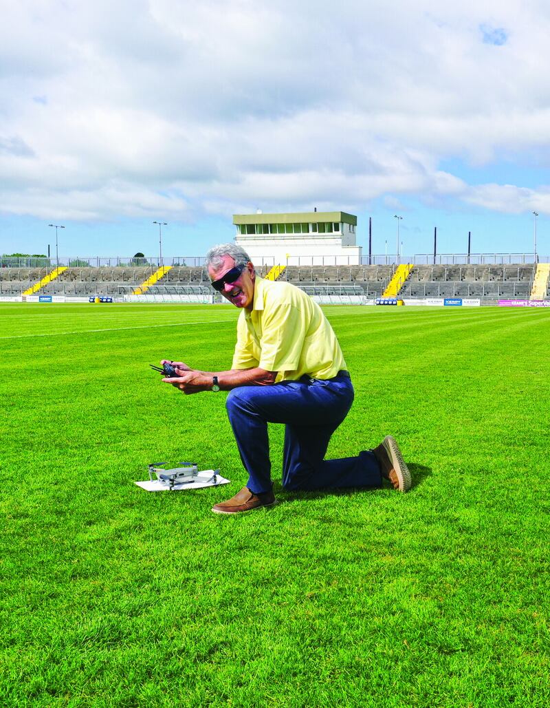 Author Humphrey Kelleher preparing to launch his drone for aerial photography.