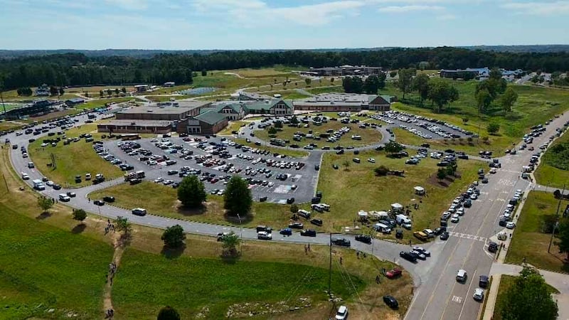 The scene at Apalachee High School following the shooting (Mike Stewart/AP)