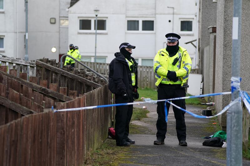 Police at the scene of the dog attack in Tinto View, Hamilton