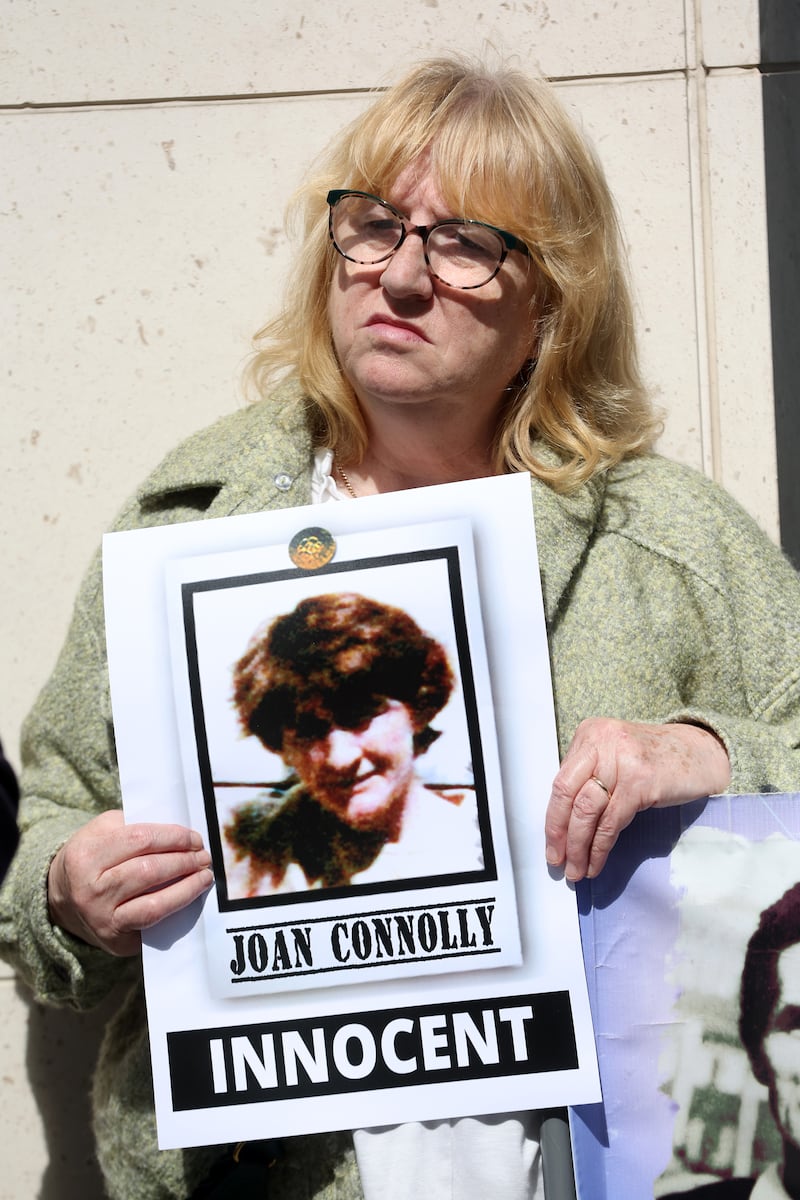 Briege’s Voyle  mother, Joan Connolly 44, was murdered by British paratroopers on the Springfield Road in West Belfast on the 9th of August, 1971. Families and relatives protest out Erskine House in Belfast against the introduction of the Legacy Act which came into force today. PICTURE: MAL MCCANN