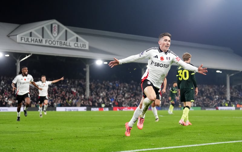 Fulham’s Harry Wilson celebrates the goal that completed the turnaround