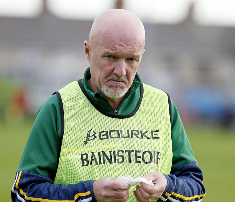 Liatroim&#39;s Collie Murphy at the start of the AIB Ulster GAA Hurling Intermediate Club Championship Final between Liatroim and Middletown on 12-02-2022 at Corrigan Park Belfast. Pic Philip Walsh 