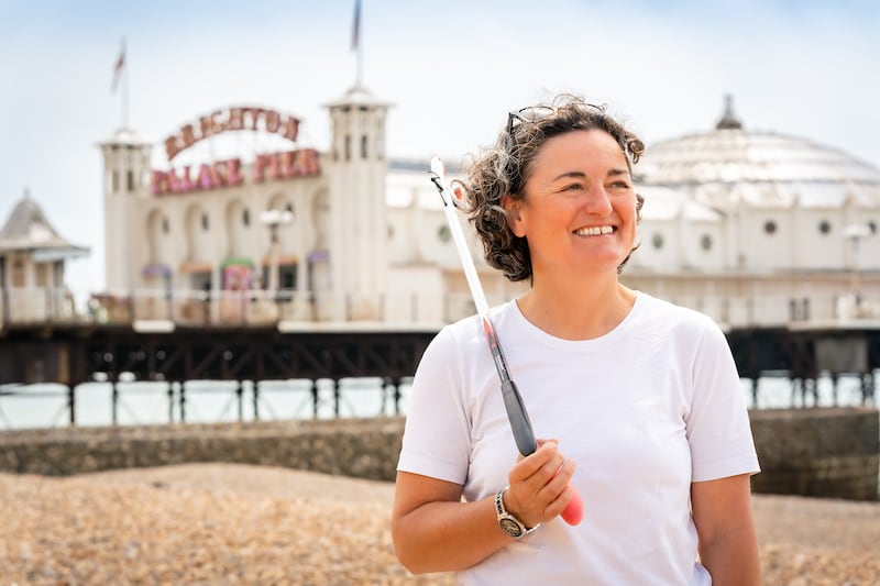 Comedian Zoe Lyons joined a beach clean at Brighton beach