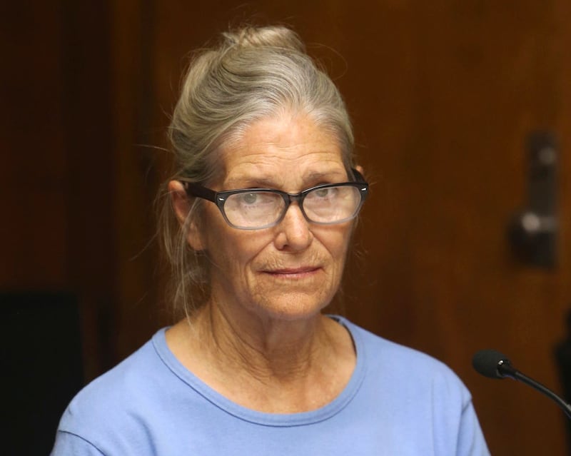 Van Houten attending a parole hearing in 2017