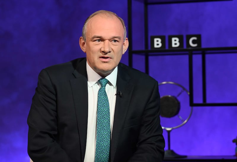 Liberal Democrats leader Ed Davey appears during a BBC General Election interview Panorama special, hosted by Nick Robinson