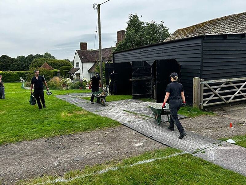 Police searching a barn at a Hertfordshire farm for the remains of Muriel McKay