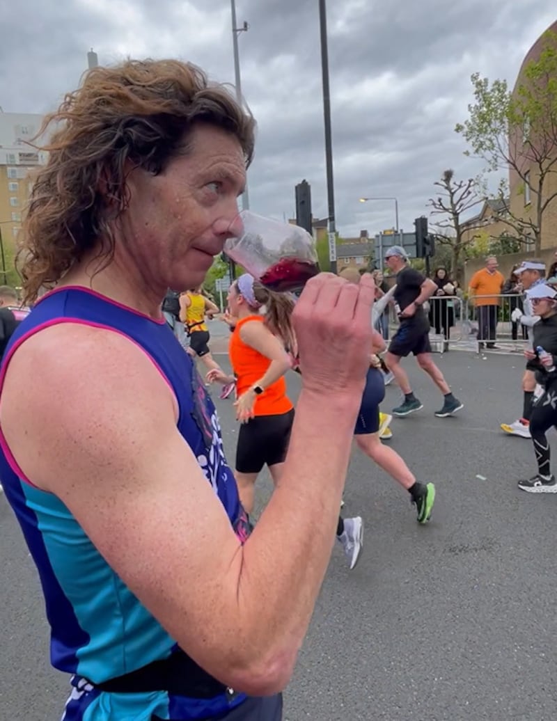 Tom Gilbey, 52, a wine connoisseur who blind tasted a different glass of wine after completing each mile of the London Marathon, said he was ‘honoured’ his challenge went viral on social media, prompting an influx of donations