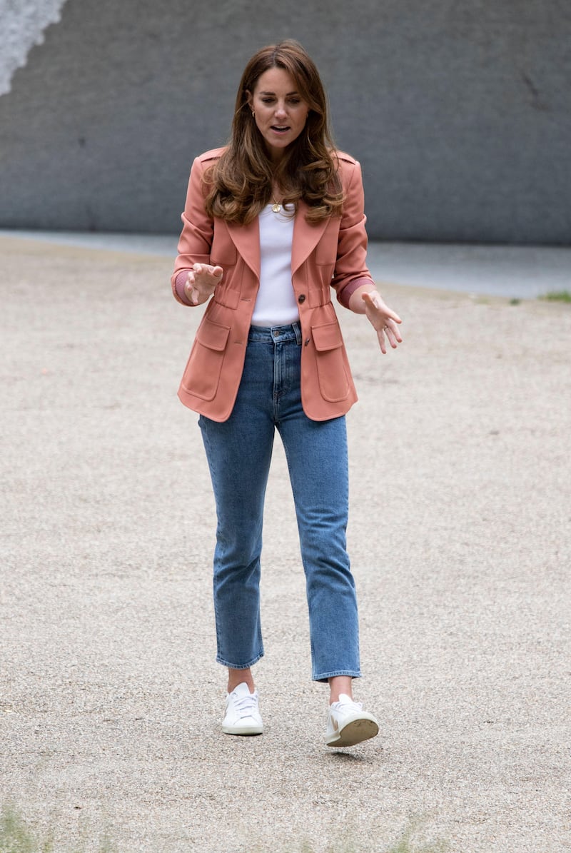 The Princess of Wales often sports skinny jeans with a casual top and tailored jacket