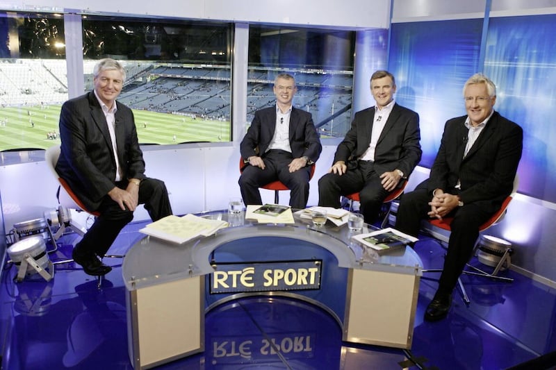 Pat Spillane with Colm O&#39;Rourke and his old nemesis Joe Brolly 