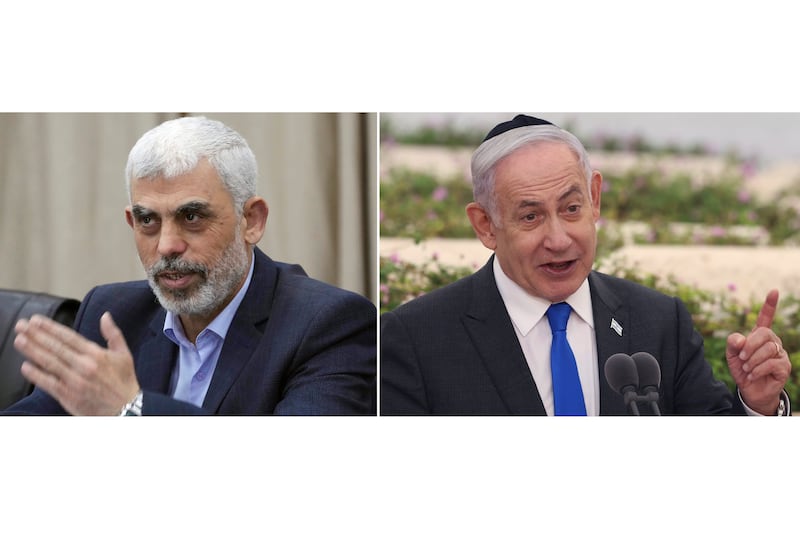 Hamas’ leader in Gaza, Yahya Sinwar, and Israeli Prime Minister Benjamin Netanyahu appear closer to a deal than they have in recent weeks (AP)