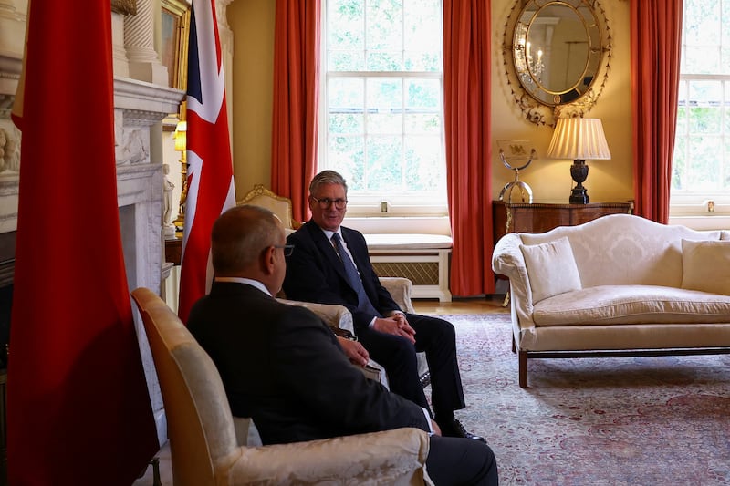 Prime Minister Sir Keir Starmer with the Crown Prince of Bahrain, Salman bin Hamad Al Khalifa