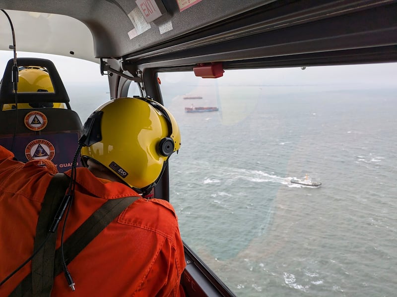 An aerial survey is conducted by Coast Guard Aviation Command (Philippine Coast Guard/AP)