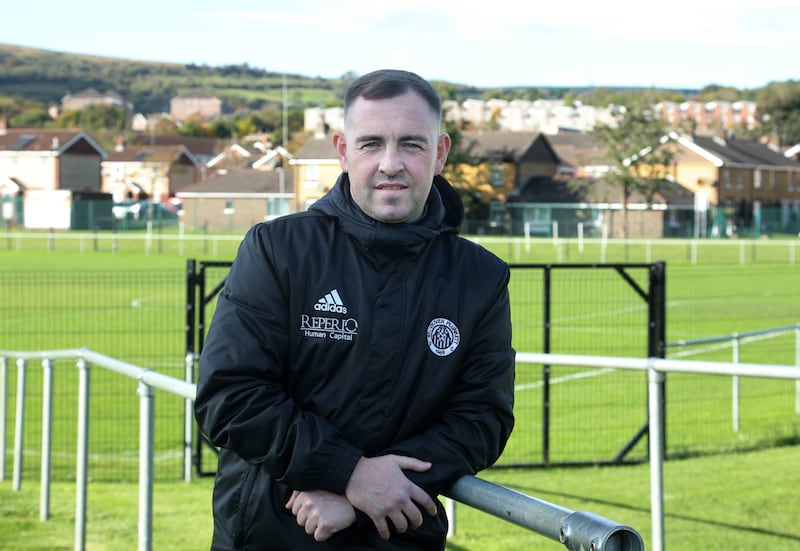 Former Cliftonville Player Jody Lynch speak to the Irish News.
PICTURE COLM LENAGHAN