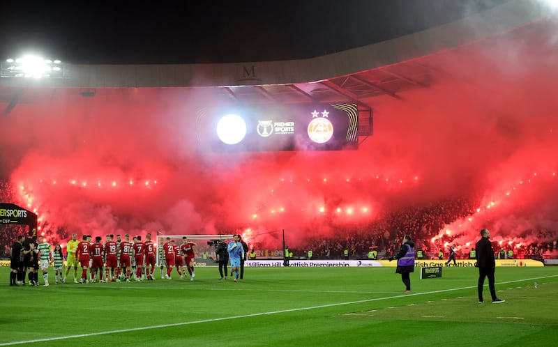 Celtic fans spelled out a giant ‘CFC’ with flares