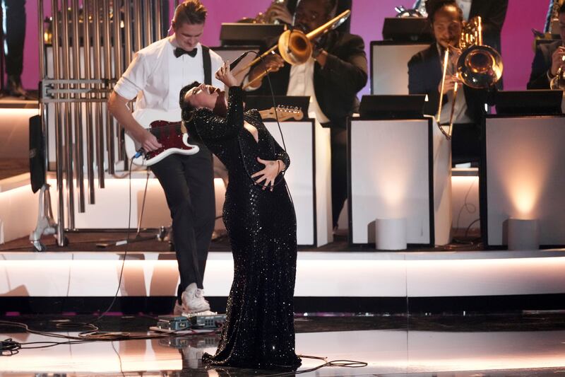 Raye performs Oscar Winning Tears during the 67th annual Grammy Awards (Chris Pizzello/AP)