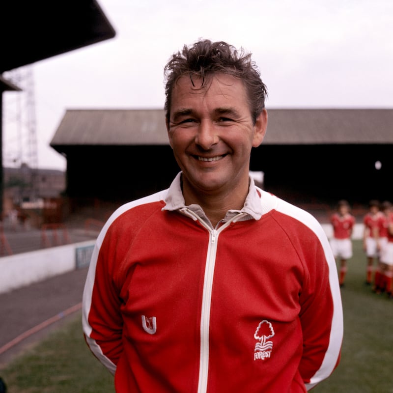 Brian Clough, pictured as Nottingham Forest manager in 1976