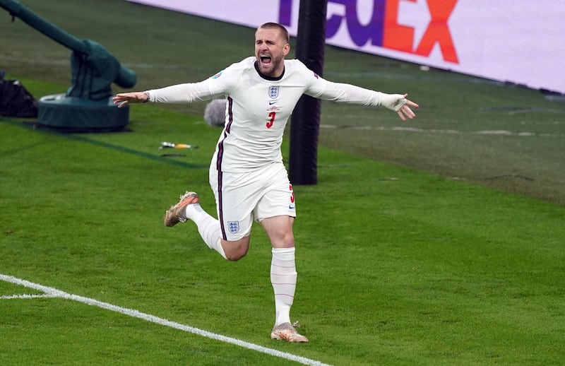 England’s Luke Shaw scored the opening goal during the Euro 2020 final