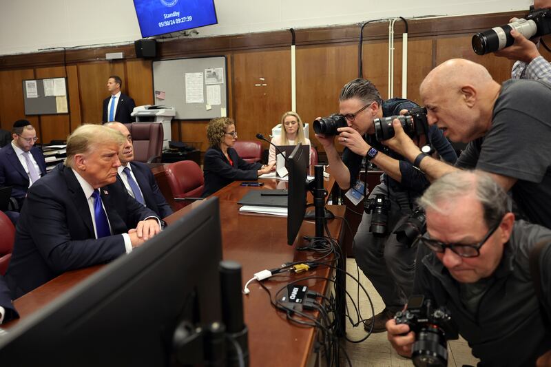 Donald Trump at Manhattan Criminal Court (Michael M Santiago/Pool Photo via AP)